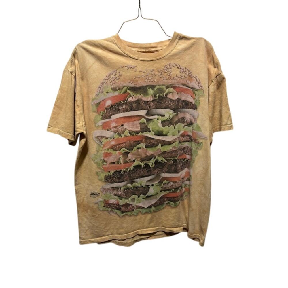 The Mountain Cheeseburger T Shirt Mens XL Tan Food Graphic USA 100% Cotton Tee